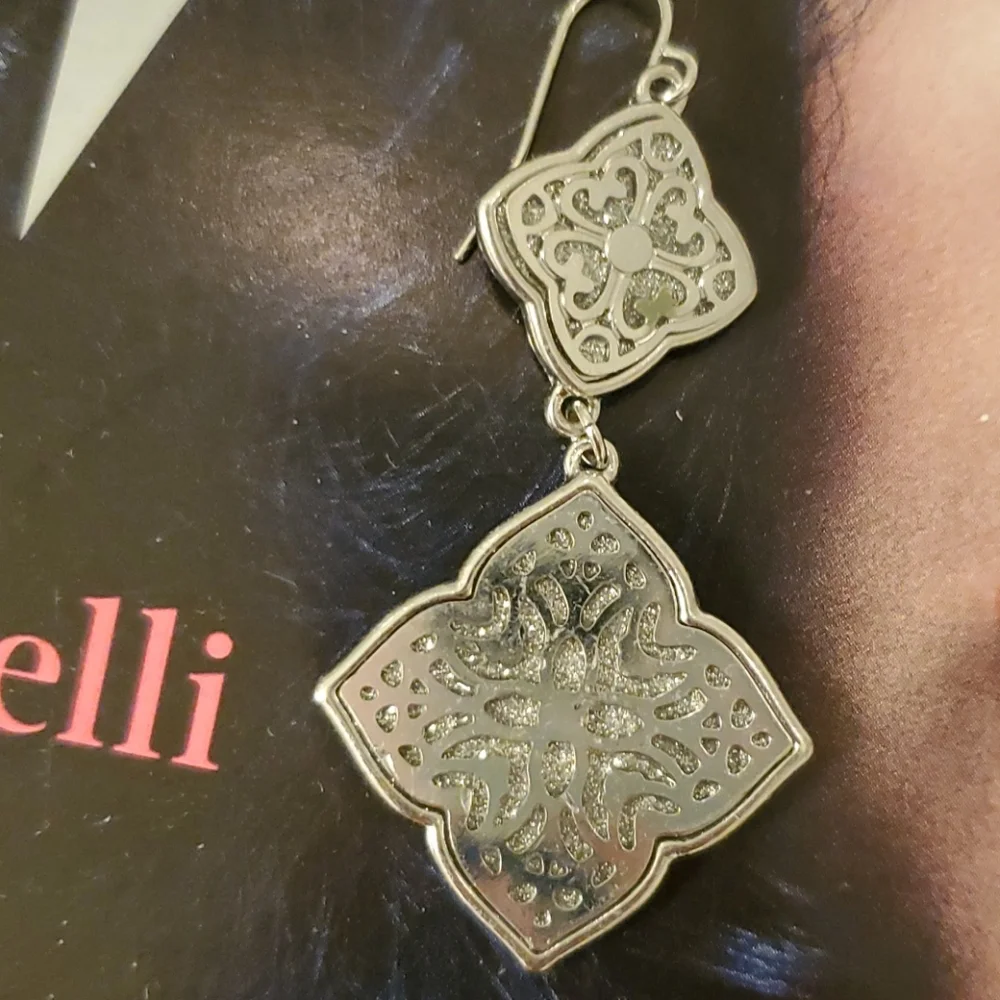 Silver tone beautiful earrings pierced ears NEW
